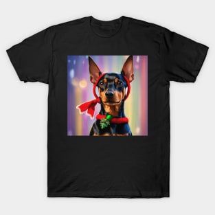 Manchester terrier painted in christmas style T-Shirt